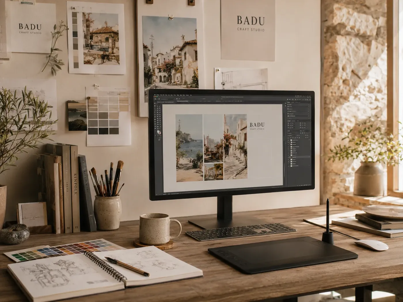 Dijital tasarım, suluboya kompozisyon düzenleme — BADU CRAFT STUDIO Silivri