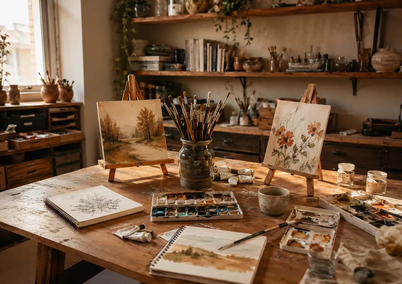 Suluboya atölyesi çalışma masası — BADU CRAFT STUDIO Silivri